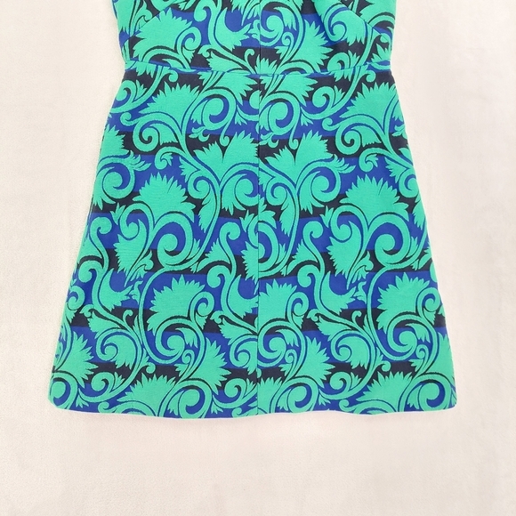 J Crew Blue Green Sleeveless Vineyard Jacquard A-Line Dress P4525 - Picture 5 of 9